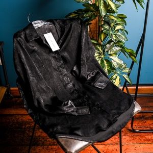 12th Tribe Brand New/ Tags long sleeve button up black, size small